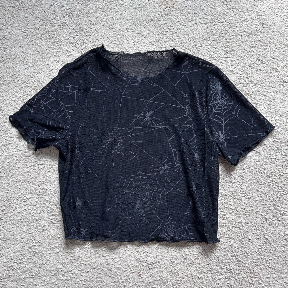 NIB SOLD OUT Forest Ink Spinnerette Crop Short Sleeve Tee size XS